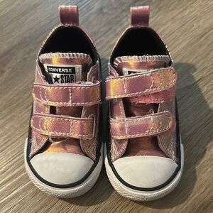 Converse Pink Sneakers with Velcro Straps and Rubber Toe Cap